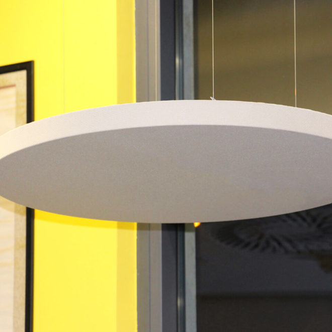 Round and white ceiling acoustic panel Lunar