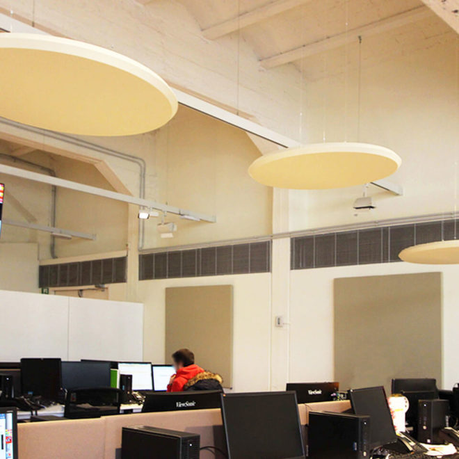 Lunar and GoodVibes sound absorbing panels in an openspace