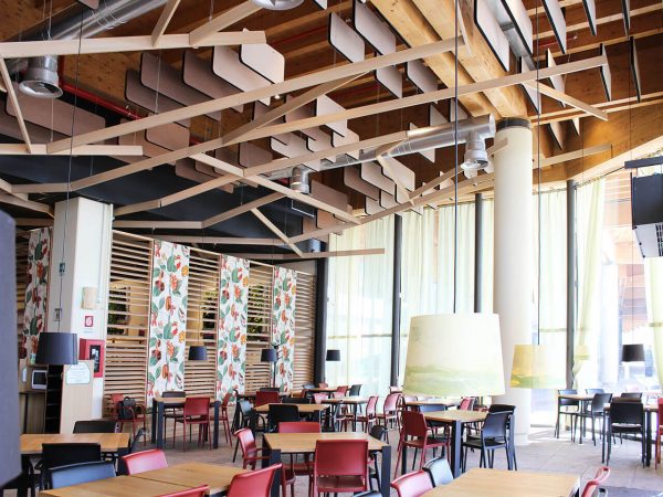 Baffle acoustique modulaire pour restaurants et espaces grandes