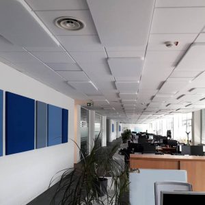 Economical acoustic panels for false ceiling in an openspace office