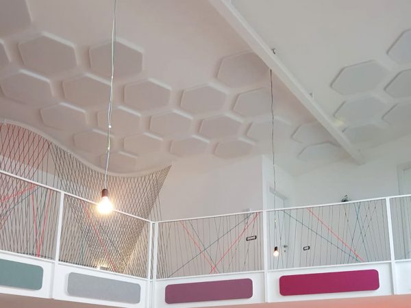 White hexagonal economical acoustic ceiling panels