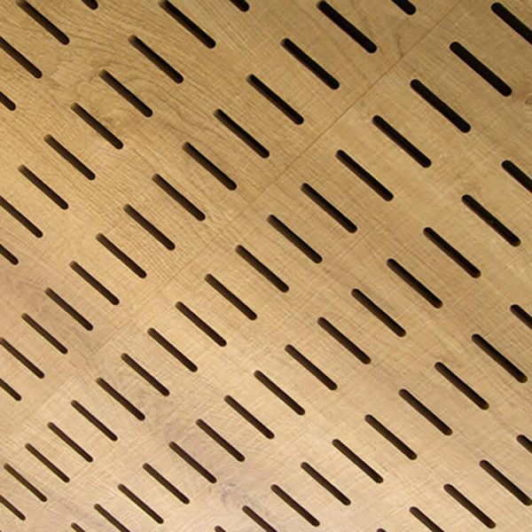 False slatted wooden ceiling detail