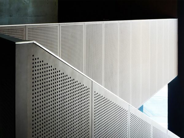 Acoustic system with perforated wood panels of acoustic lab