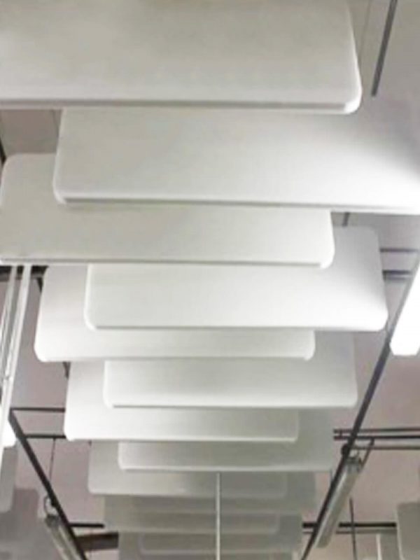 Sound absorbing and sound proofing baffles for industrial spaces