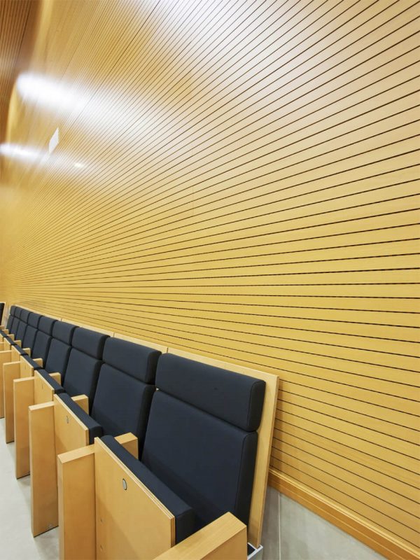Milled wooden acoustic wall panels for acoustic correction
