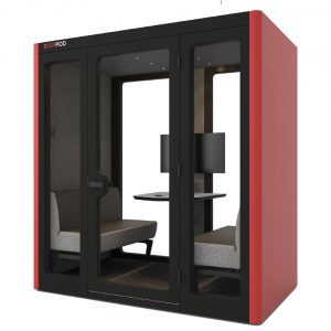 Big red phone booth for business meetings