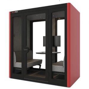 Phone booth grande rosso per sala riunioni di lavoro