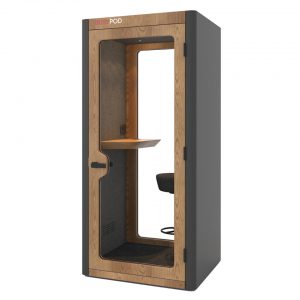 Phone booth sound absorbing with dark grey external walls