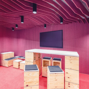 Vertigo rivestimento a parete rosa sala condivisa