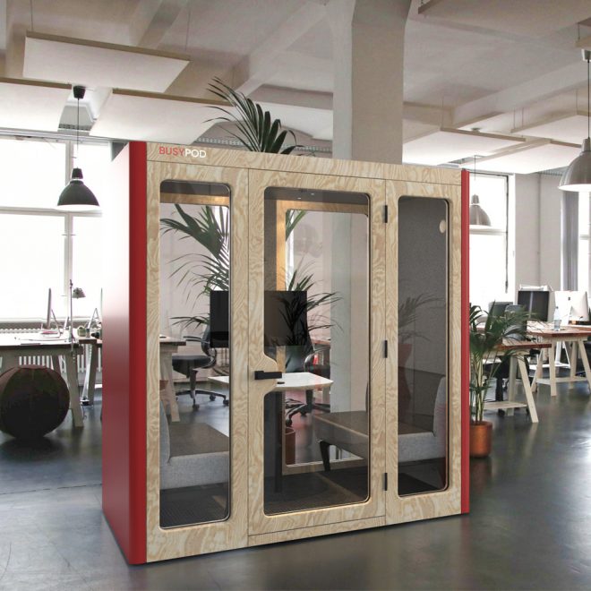 Acoustic phone booth for work meetings in office