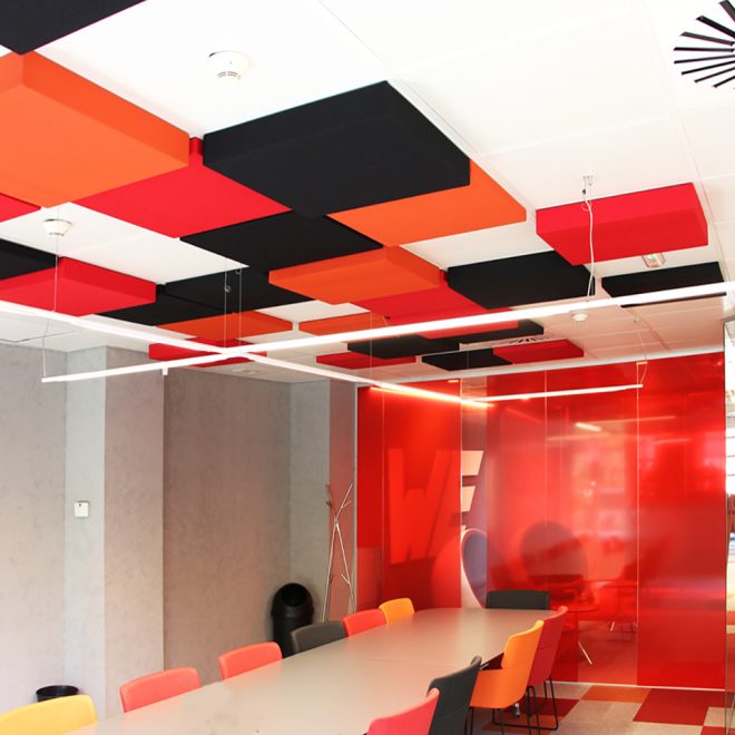GoodVibes covered sound absorbing ceiling panels