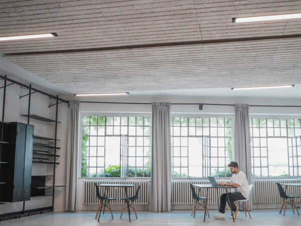 Falsos techos BAUX absorción acústica aula universidad