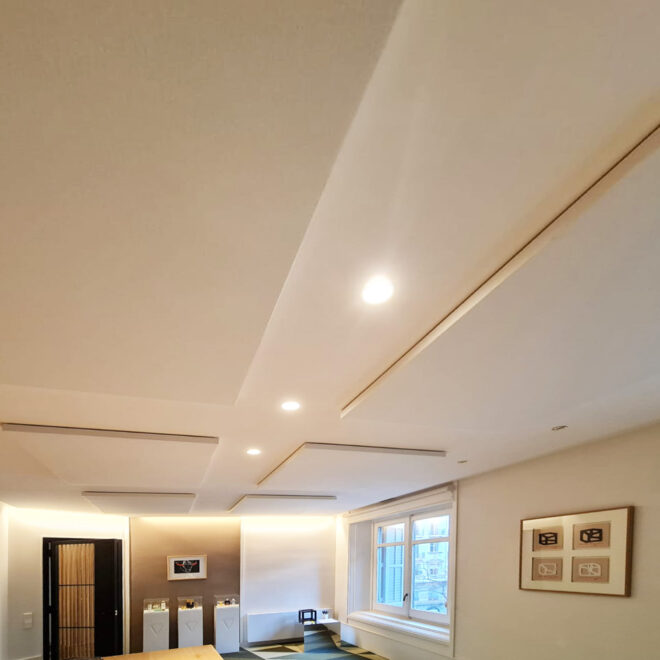 Acoustic ceiling panels in adherence white and cheap