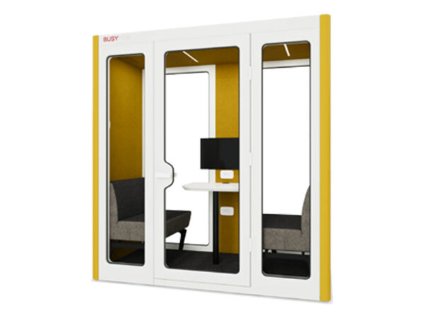 Large phone booth for two or four people with white walls